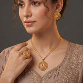 Sparkling Unique Design Gold Plated Necklace Set for Girls/Women