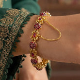 Sparkling Unique Design Gold Plated Crystal Stones Bangle for Girls/Women