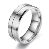 8mm Silver Titanium Ring For Men