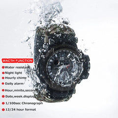 Yuzex Survival Watch, 6 in 1 Paracord Bracelet Compass Watch