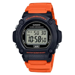 Casio W-219H-4A Digital Sports Watch in Orange Resin Band