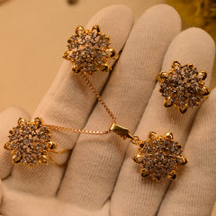 Beautiful Design Crystal Stones Gold Plated Necklace Set for Girls/Women